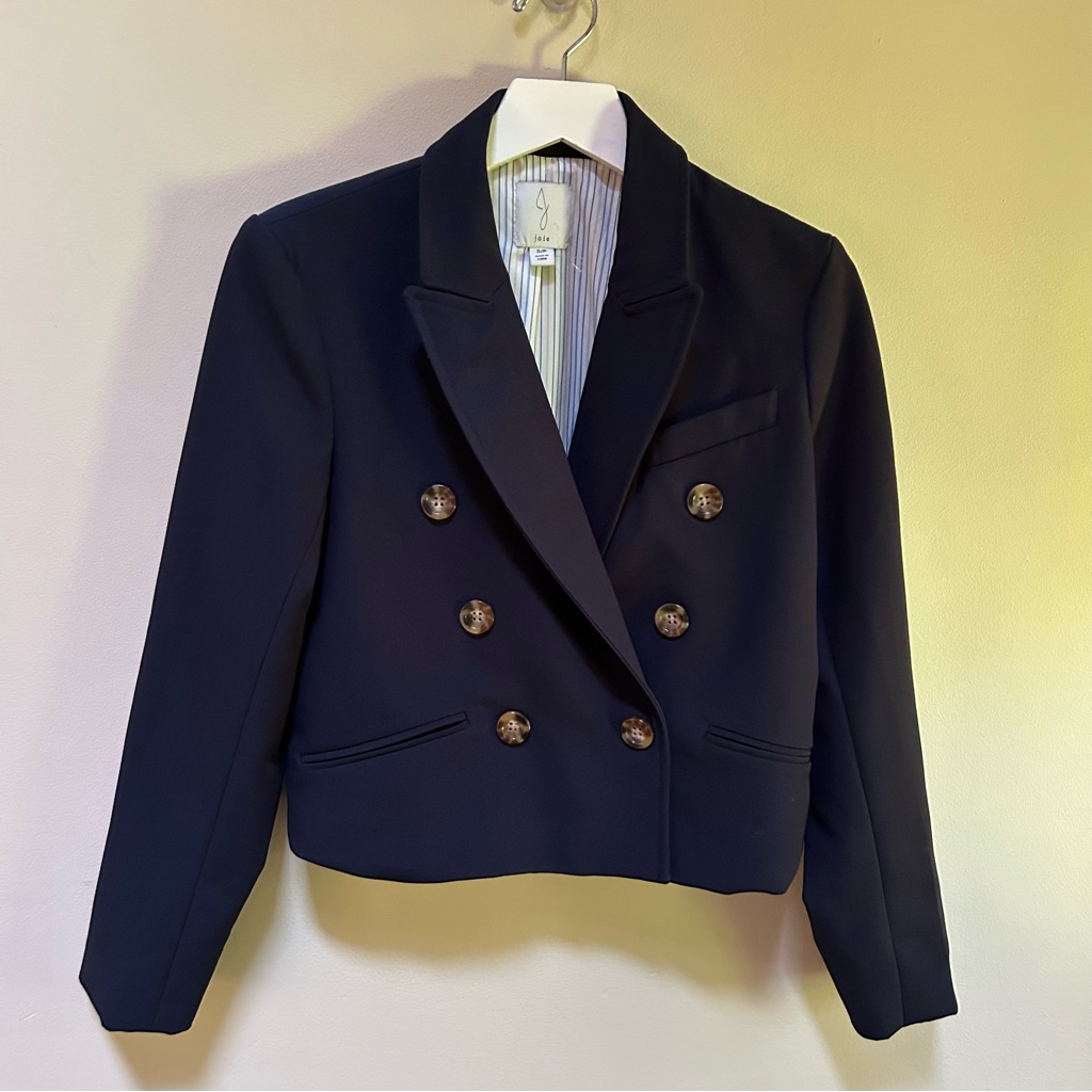 Joie ~Navy Blue Double Breasted Cropped Jacket In Size Small